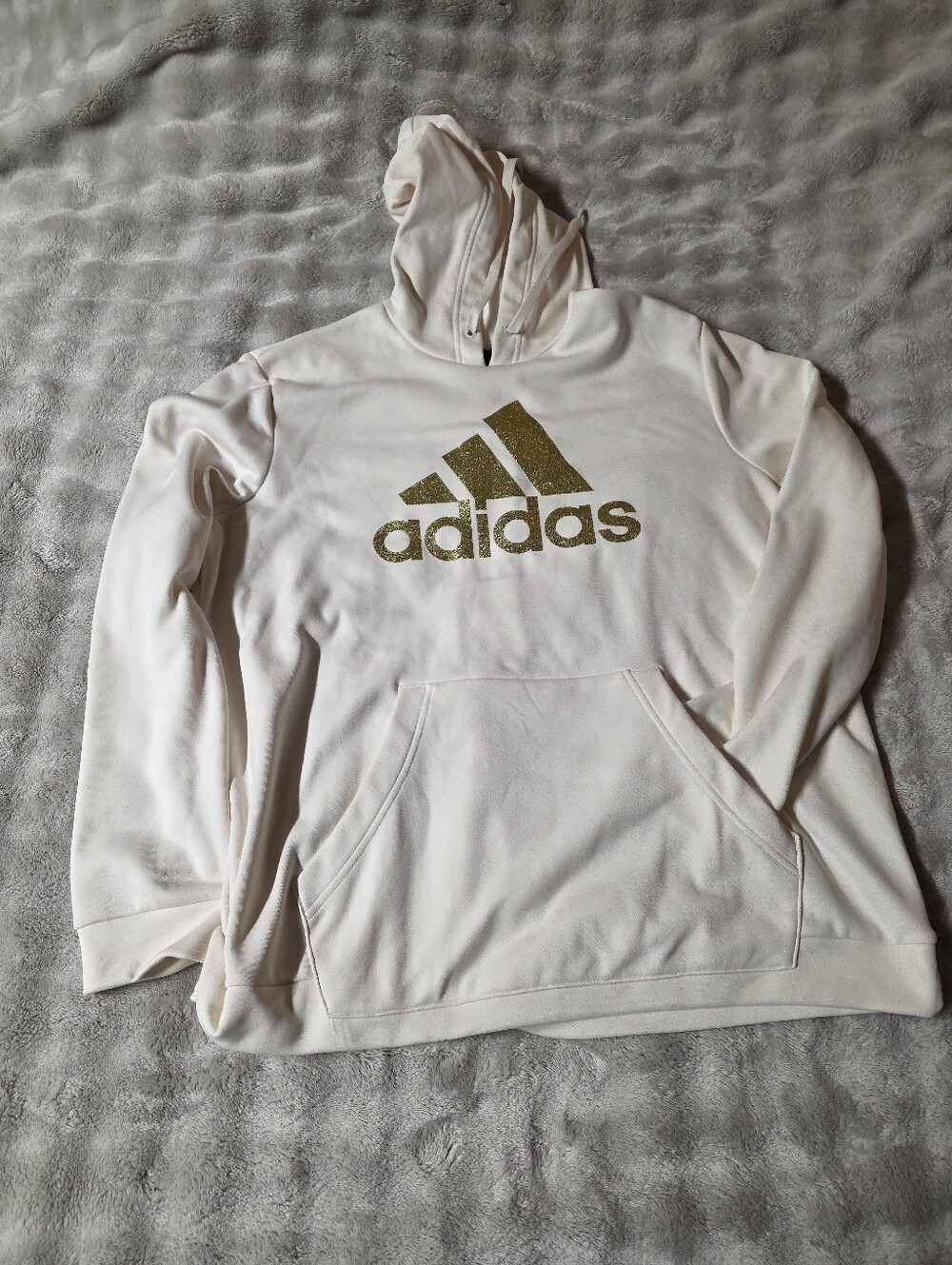 Adidas Cream Hoodie with Gold Logo